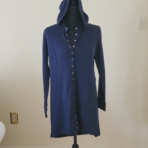 Louis dell olio snap front hooded tunic navy - Picture 3 of 6